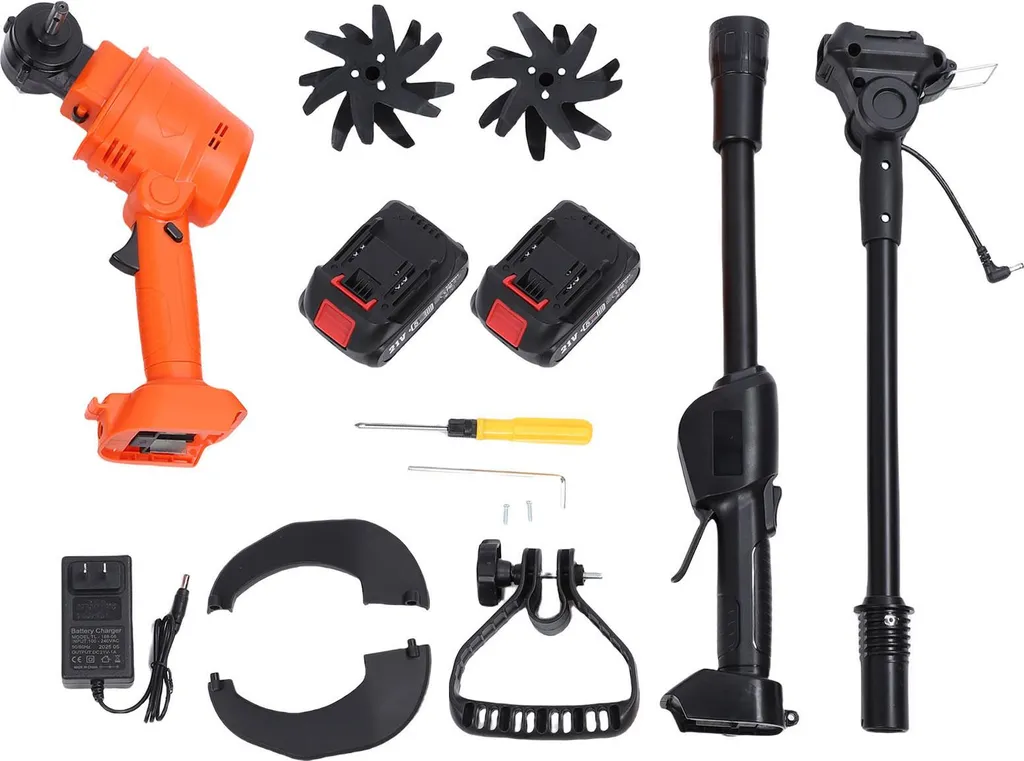 Mini-motoculteur sans fil 235 tr/min avec 2 batteries et 4 fraises