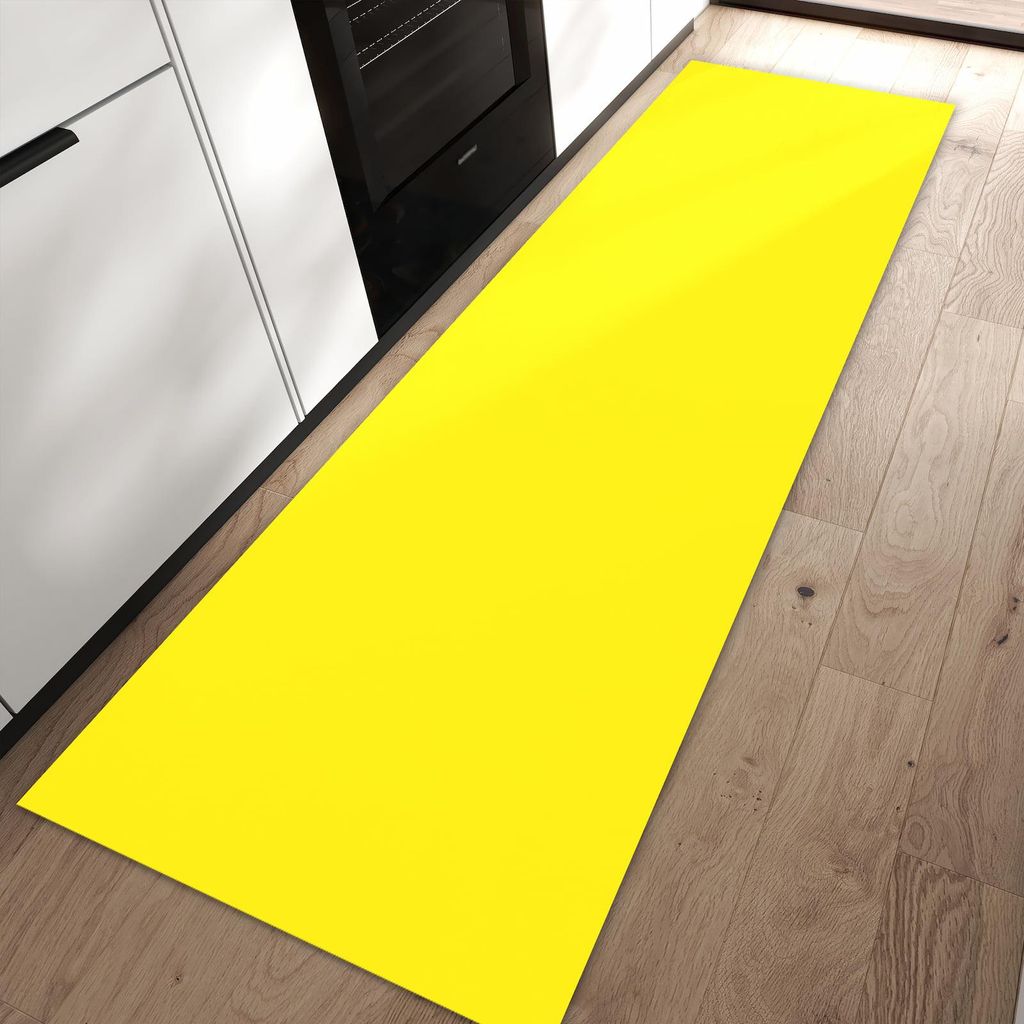 Küchenteppich 60x90cm rutschfest & abwischbar PVC Läufer - Gelber Hintergrund I