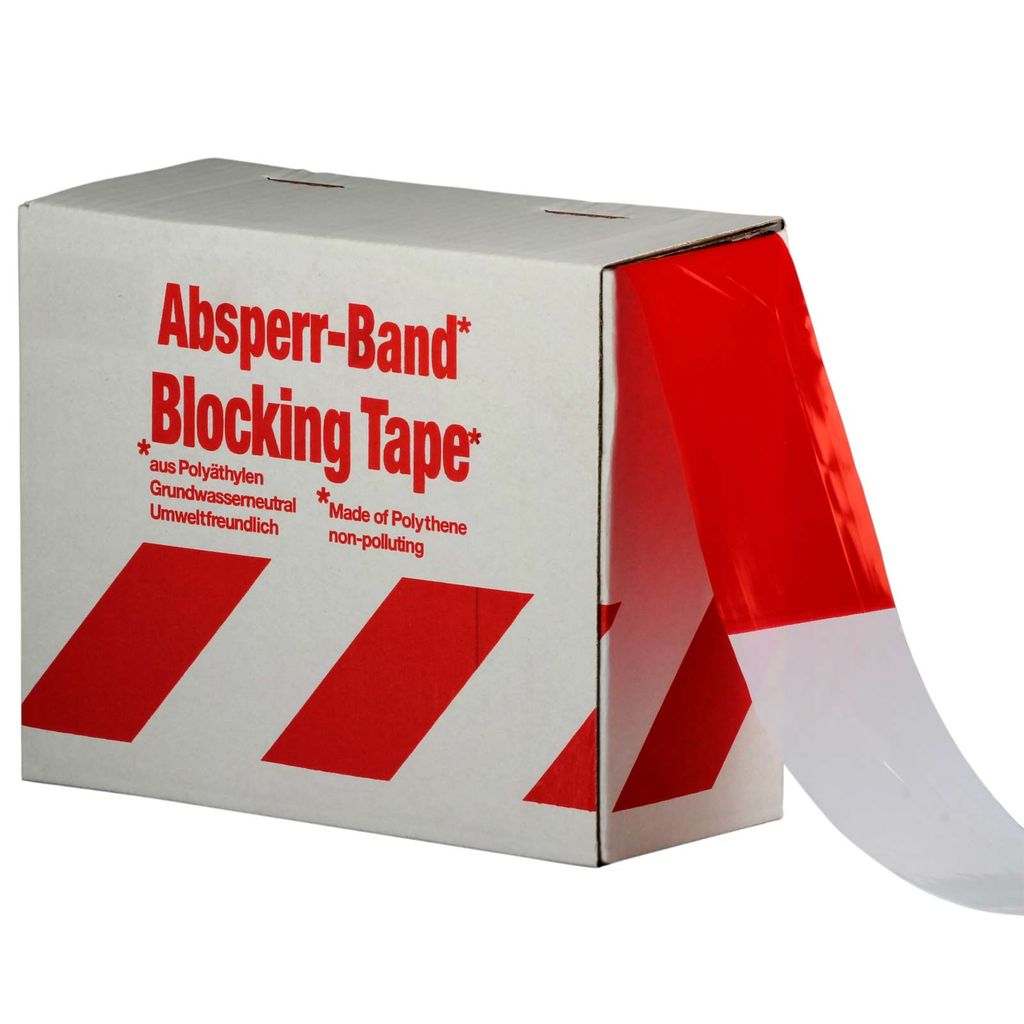 Absperrband 100m Absperrfolie Flatterband Warnband Rot Weiss NEU 