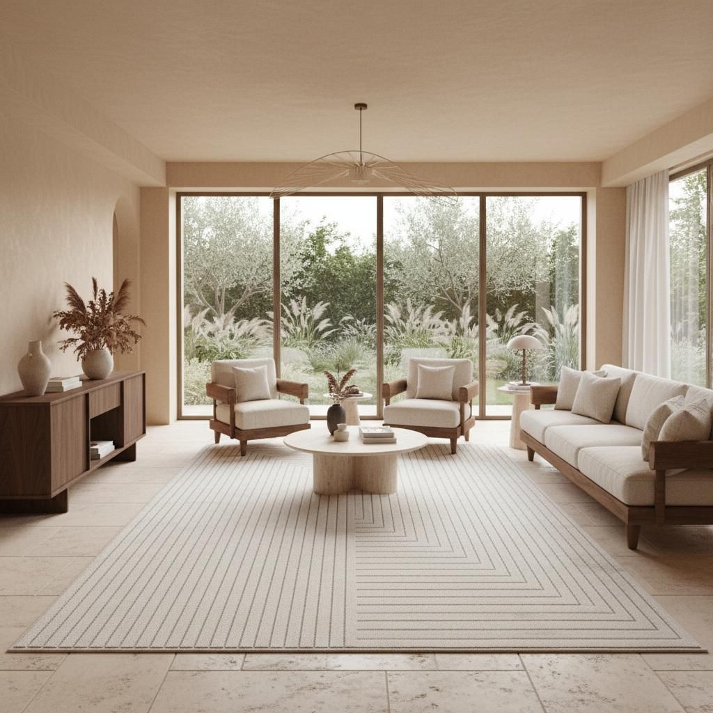 Outdoor Teppich Skandinavischer 3D-Design Wetterfest Waschbar Strapazierfähig | Creme 280x370 cm Balkon Terrasse | ENGADIN – Kadima Design