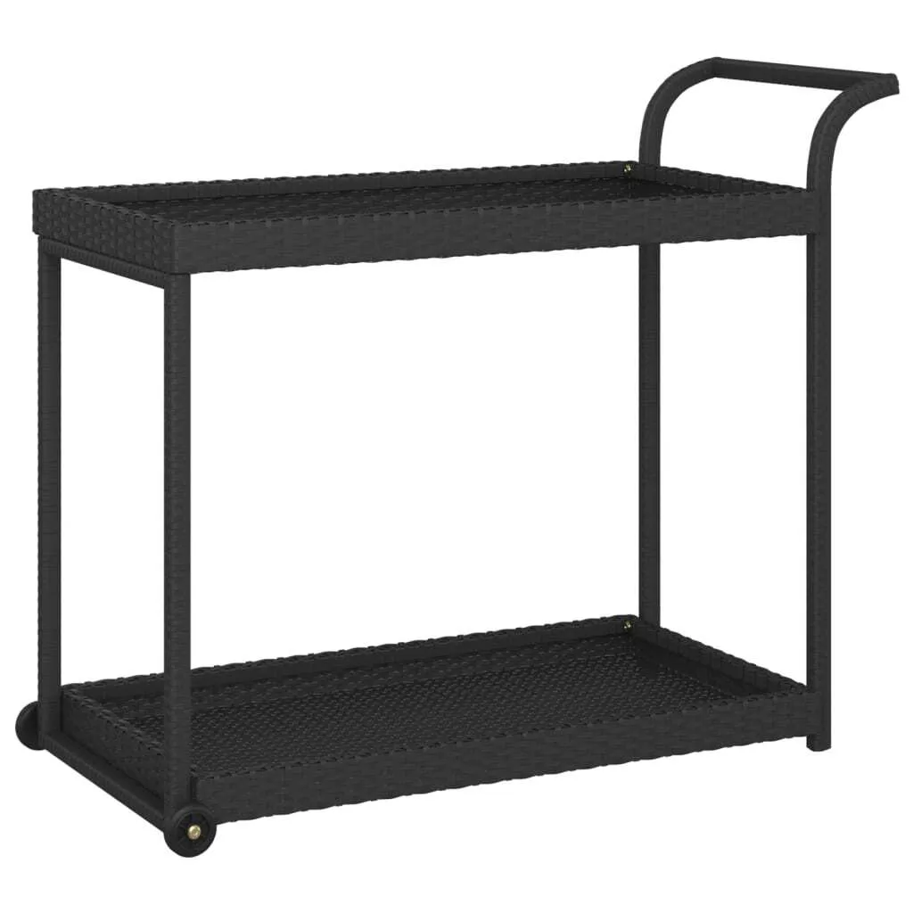 Carrello Bar Esterno Poly Rattan Nero 100x45x83 cm - Anti-UV