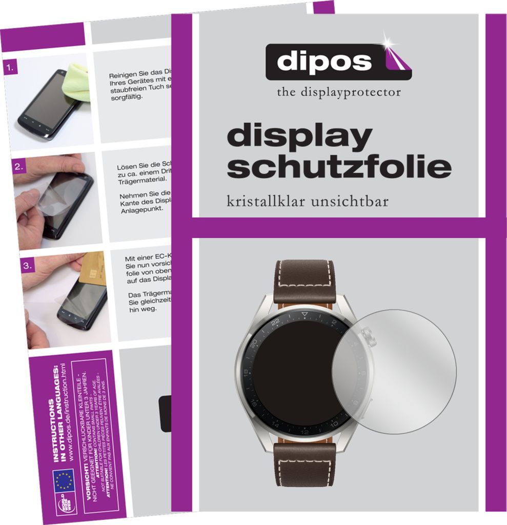 1x Schutzfolie für Huawei Watch 3 Pro klar Displayschutzfolie Folie Display Schutz dipos
