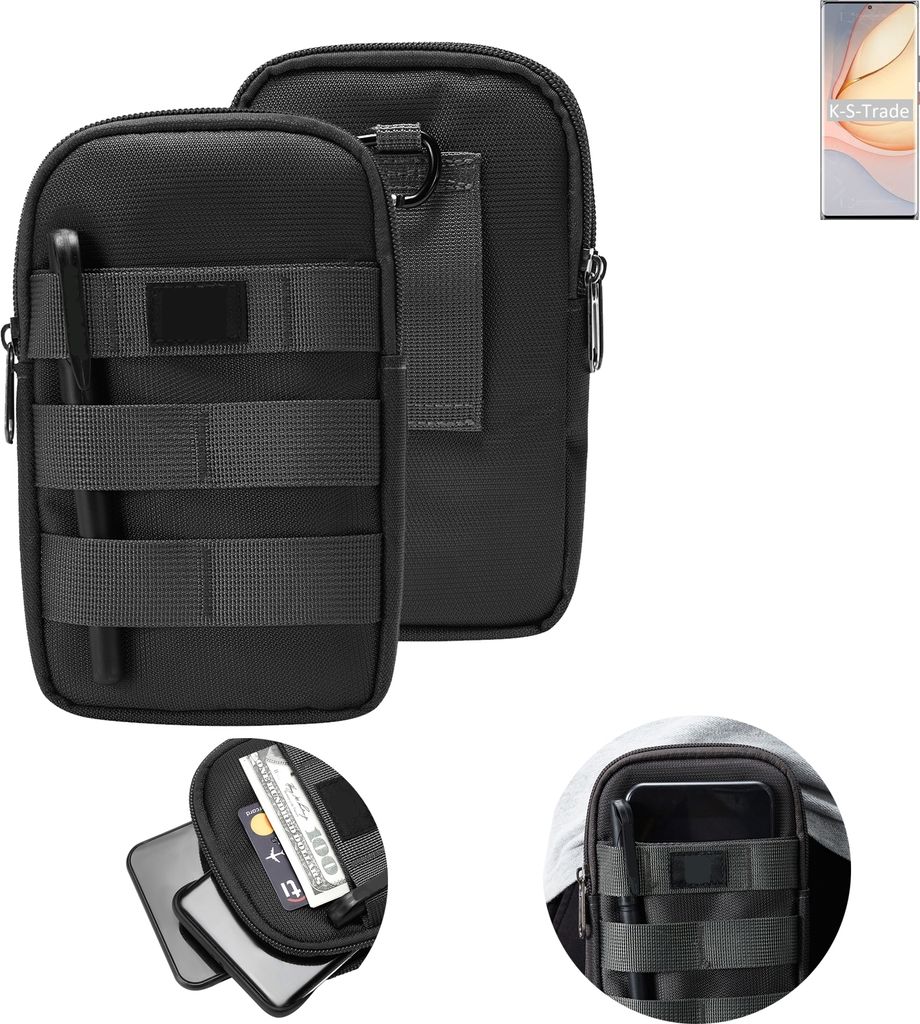 K-S-Trade Holster Gürtel Tasche kompatibel mit nubia Z40 Pro Gravity Edition Handy Tasche Schutz Hülle dunkel-grau viele Fächer, 1x