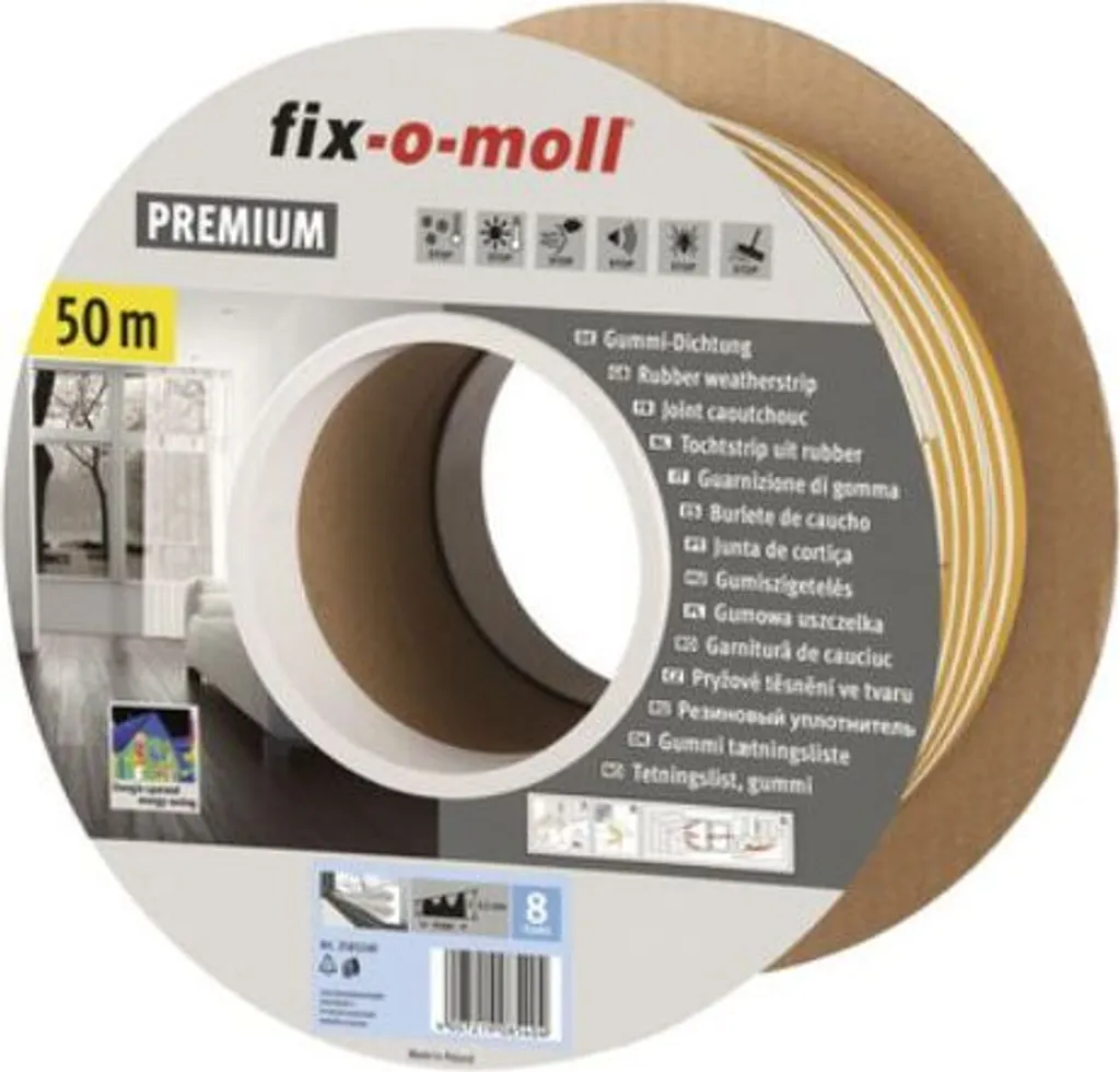 Joint profilé W fix-o-moll blanc Bobin 50m pour isolation thermique pro