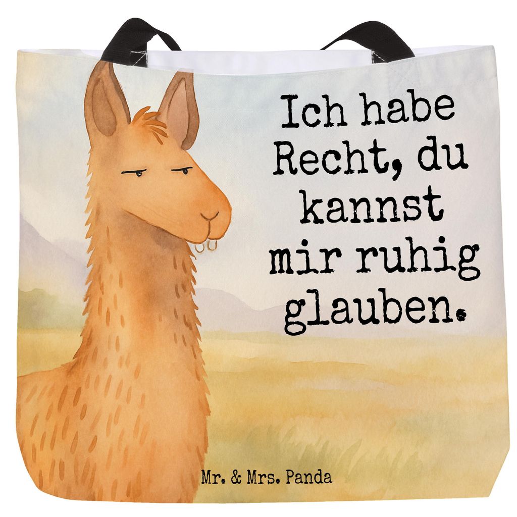 Mr. & Mrs. Panda Stoffbeutel Lamakopf Genervt Design - Weiß - Geschenk, Lama, Einkaufstasche, Lamas, Chef, Tasche, Büro, Laptoptasche, Strandtasc...