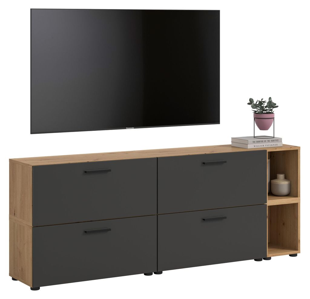 Wohnkombination THE ONE (B/H/T: ca. 176/67/34 cm) in Artisan Oak Nachbildung/Smoke Green