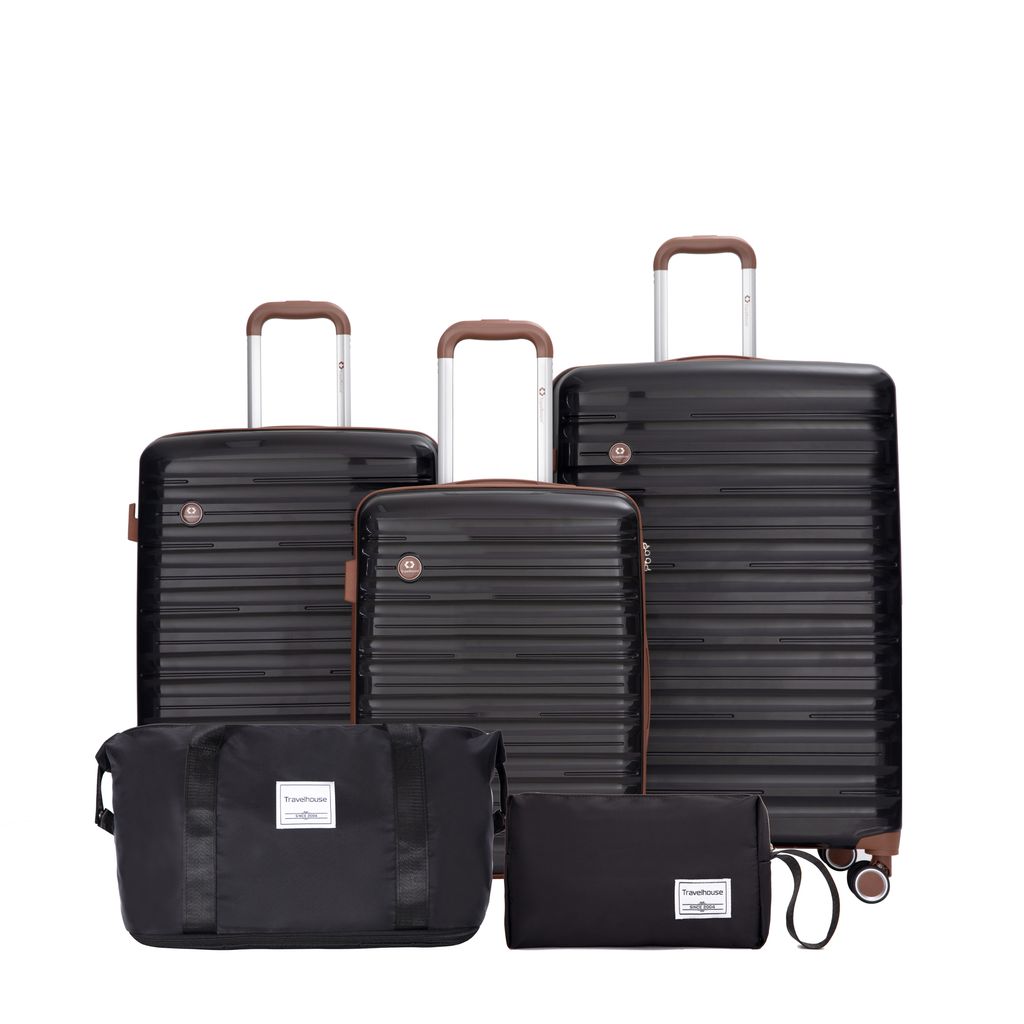 Ascona Gepäck-Set, 5-teilig, Koffer mit Rollen, Hardcase, Reisetasche und Kulturtasche, Handgepäck-Set - Schwarz