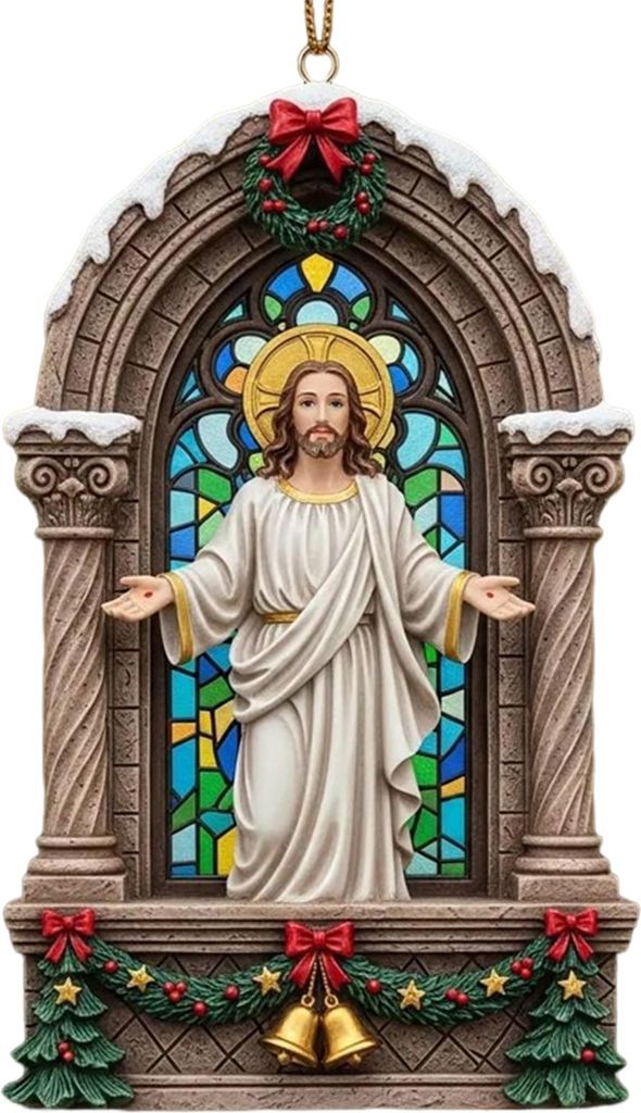 Weihnachtsschmuck mit Jesusmotiv, religiöser Weihnachtsbaumschmuck aus Acryl, zum Aufhängen, christliches Andenkengeschenk für die Wanddekoratio...