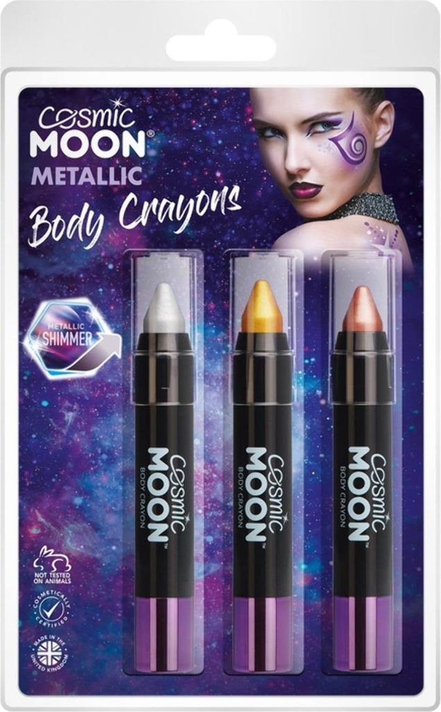 Cosmic Moon - Wachsmalstifte für Gesichtsmalerei, Metallic 3er-Pack SM2254 (Einheitsgröße) (Silber/Gold/Roségold)