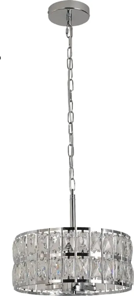 Lustre LED en cristal argenté dimmable, suspension design pour salon