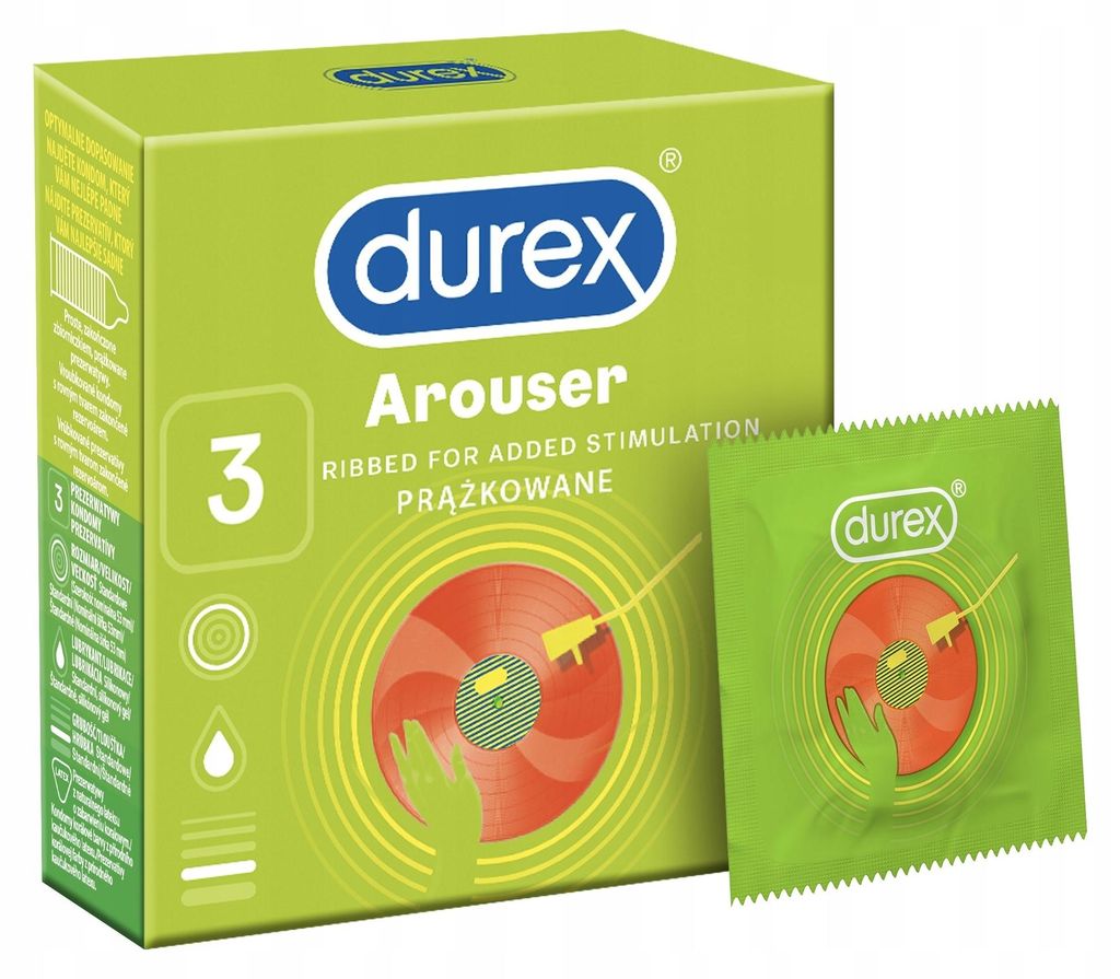 Durex Arouser, Männliches Kondom, Gerippt, Transparent, Produktbild 