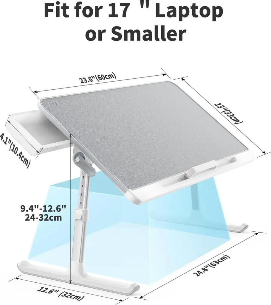 Table de Lit Ergonomique Réglable Plateau Bois E0 et Revêtement Confort - 6
