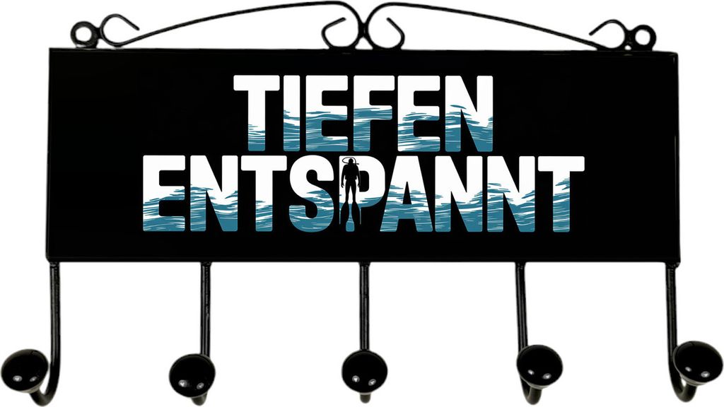 Taucher Silhouette - TIEFEN ENTSPANNT Kleiderhaken Leiste mit 5 Haken