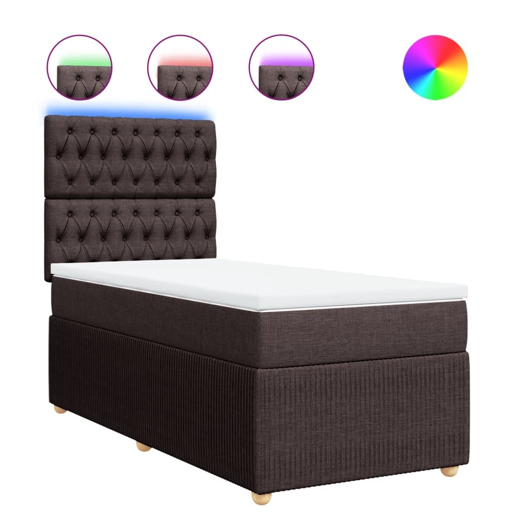 vidaXL Boxspringbett mit Matratze Dunkelbraun 80x200 cm Stoff