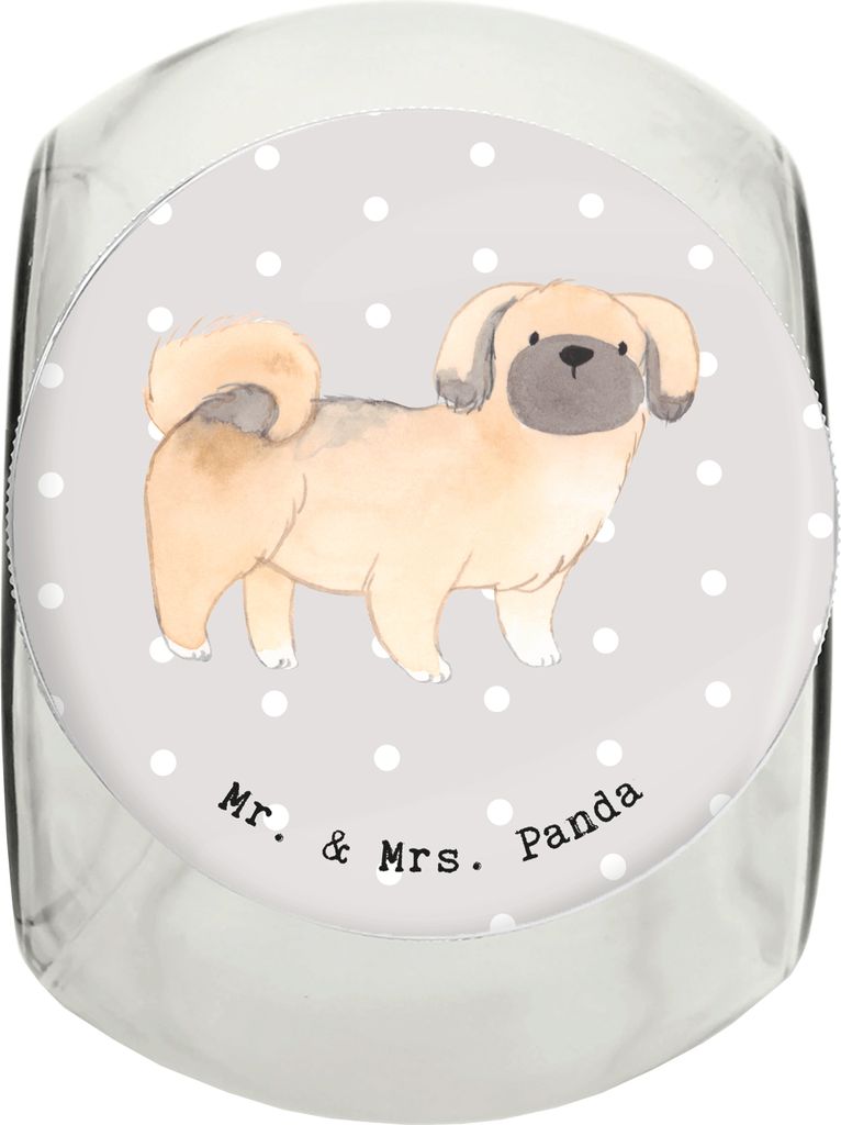 Mr. & Mrs. Panda Dose Pekingese Moment L 870ml - Grau Pastell - Geschenk, schraubglas, glasbehälter, Glasdose, Keksdose, Dekoglas, Pekinese, Pekin...