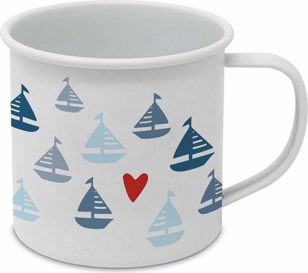 PPD Seaside Sailing Happy Metal Mug, Henkelbecher, Kaffeebecher, Becher, Tasse, Metall, 500 ml, 180002664