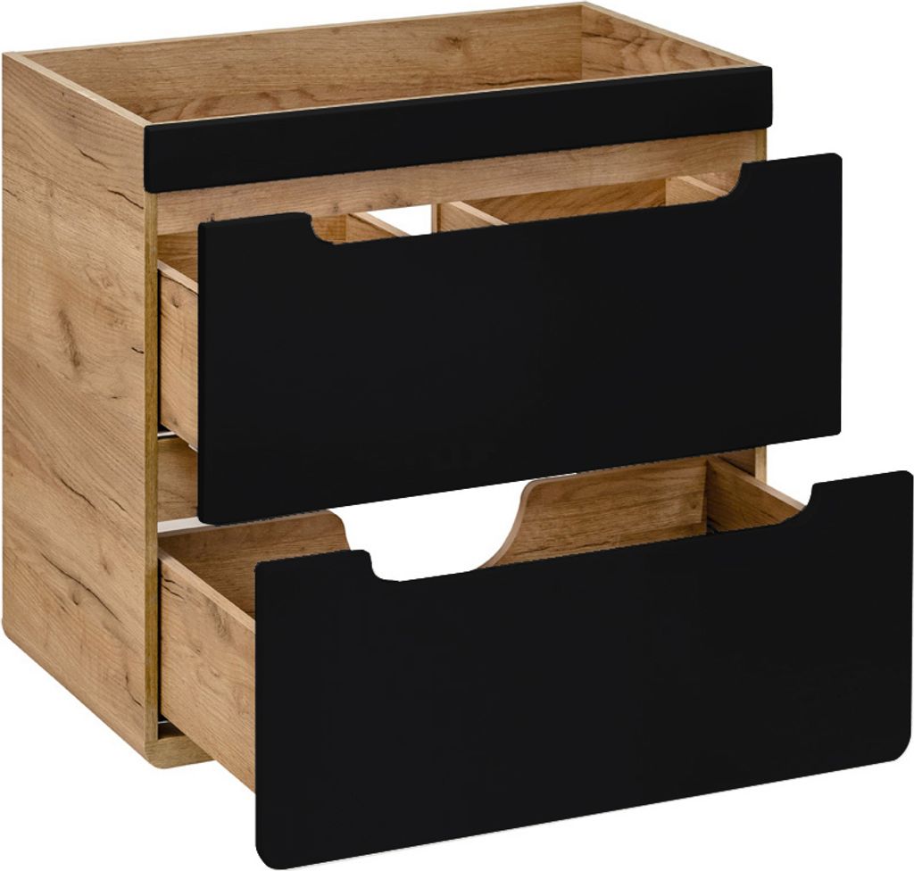 Waschtischunterschrank 60 cm NEW-LUTON in seidenmatt anthrazit mit Wotan Eiche Nb., OHNE Becken, B/H/T ca. 60/59/46 cm