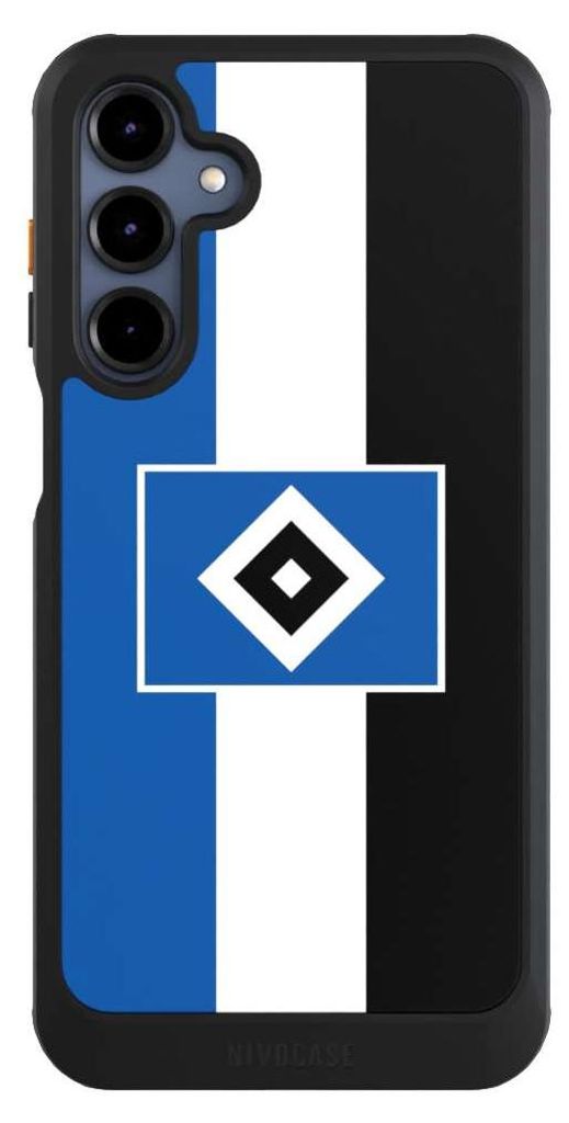 NIVOCASE Hülle für Samsung Galaxy A16 5G Handyhülle NIVOcore Case Schwarz HSV Hamburger SV Streifen