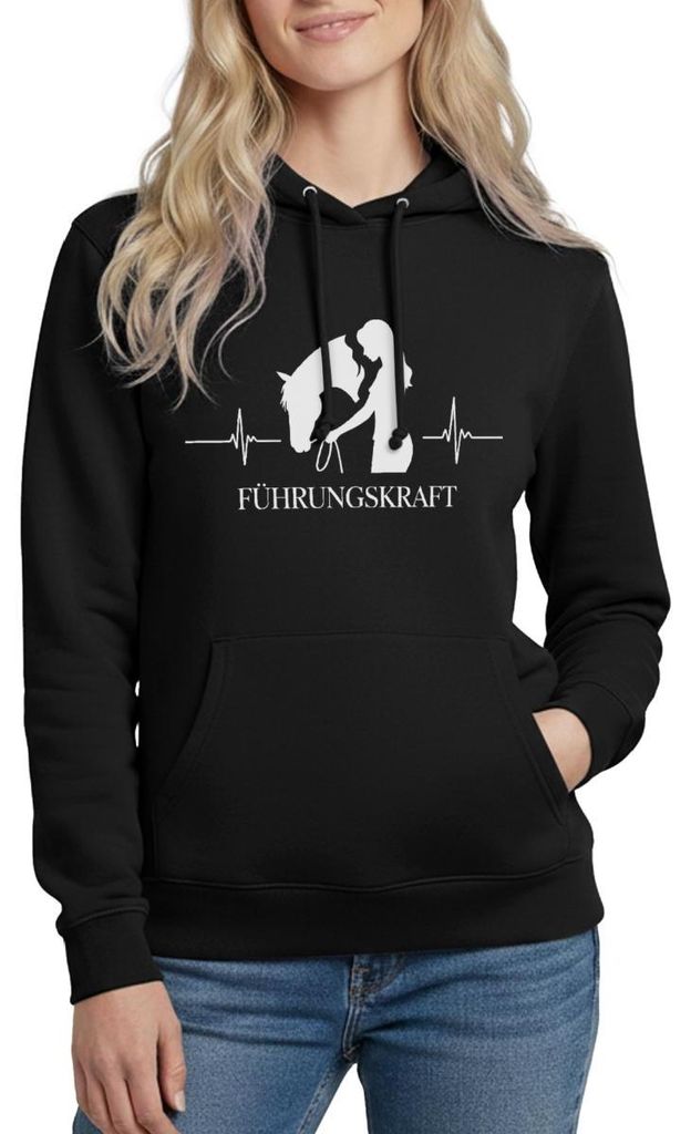 Spreadshirt Führungskraft | Mensch Und Pferd Team Damen Hoodie, S, Schwarz