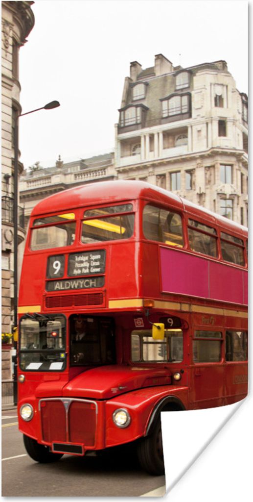 MuchoWow Poster Ein roter Doppeldeckerbus in London 60x120 cm - Wandschmuck