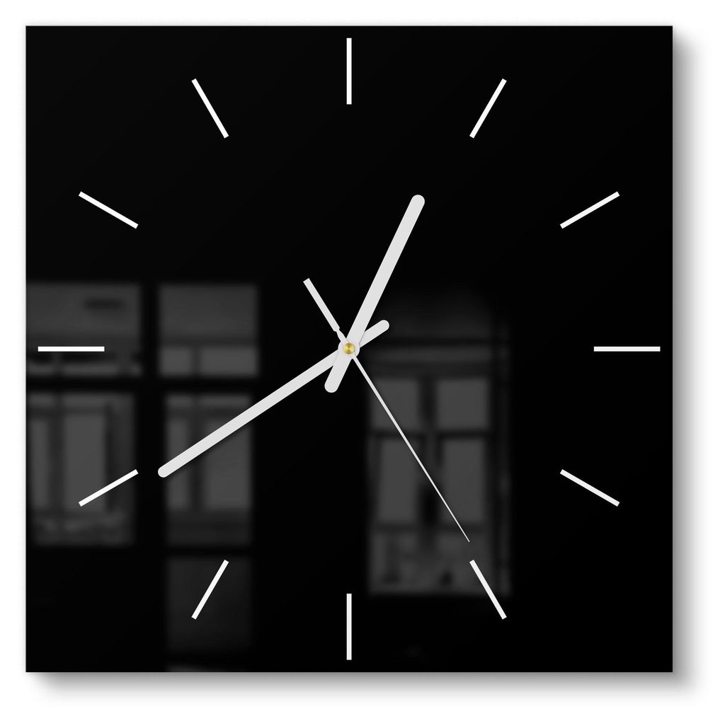 DEQORI Glasuhr 30x30 cm Modern 'Schwarz' Wanduhr Glas Uhr Produktbild 
