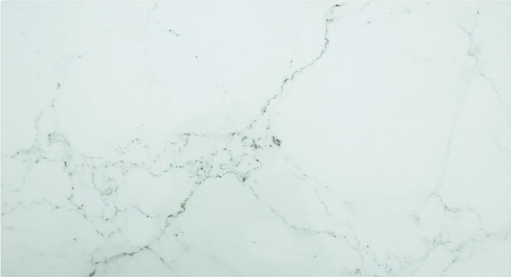 Tischplatte Weiß 120x65 cm 8 mm Hartglas in Marmoroptik
