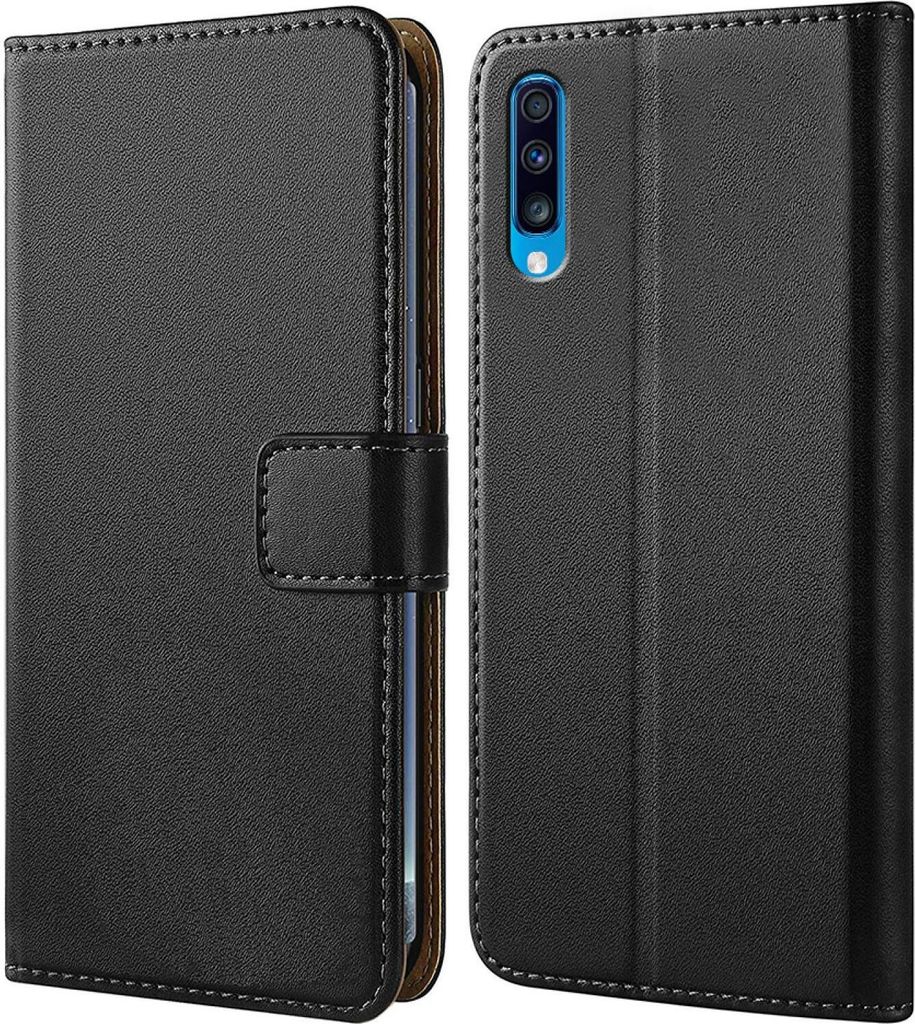 Handy Tasche für Samsung Galaxy A70 Schutzhülle Bookstyle Etui Klapphülle Wallet Flip Cover Case Schwarz