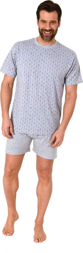Edler Herren kurzarm Schlafanzug Shorty Pyjama - 112 105 10 711 ; grau-melange , 48