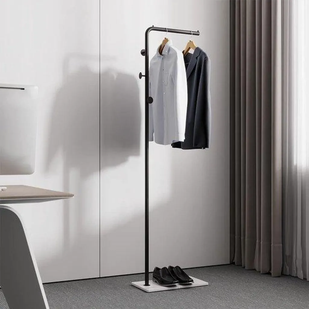 Porte-manteau métal noir 170 cm anti-basculement pour entrée rangée