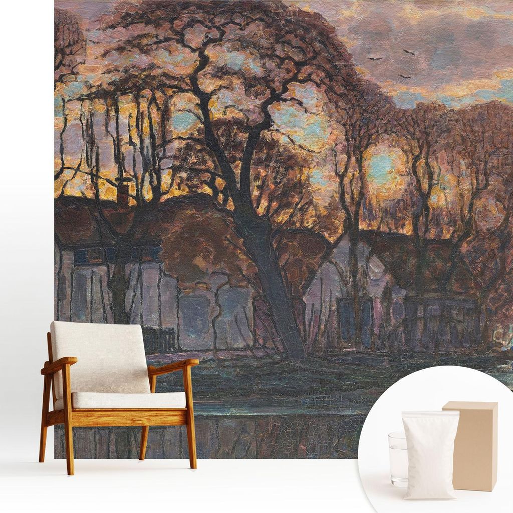 Fototapete - 250x250 cm - Tapete - Wandtapete - Wandbilder - Dekofolie - Tapete Folie - Wand - Dekoration - Wohnzimmer - Abendlandschaft