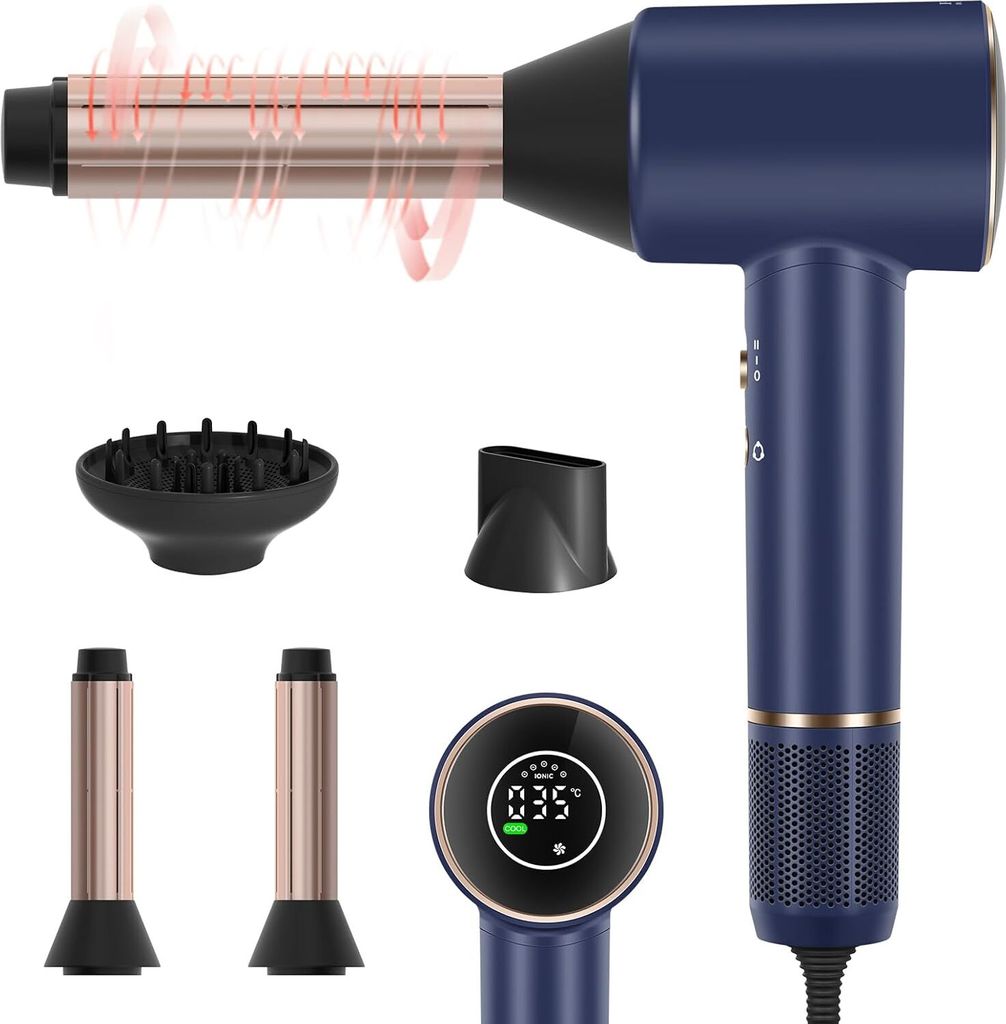 Haartrockner Air-Sonic Föhn HD-LED Anzeige 25M/S Luftstrom Produktbild 