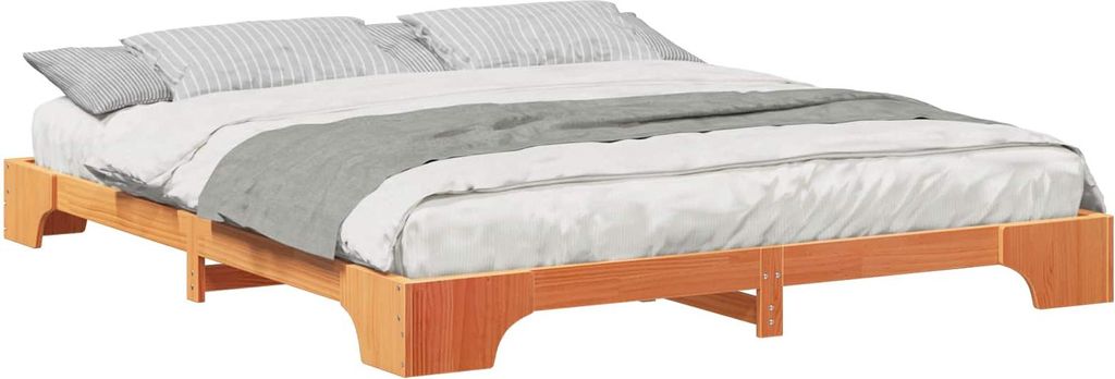 vidaXL Bettrahmen Braun 200 x 220 cm Massives Kiefernholz