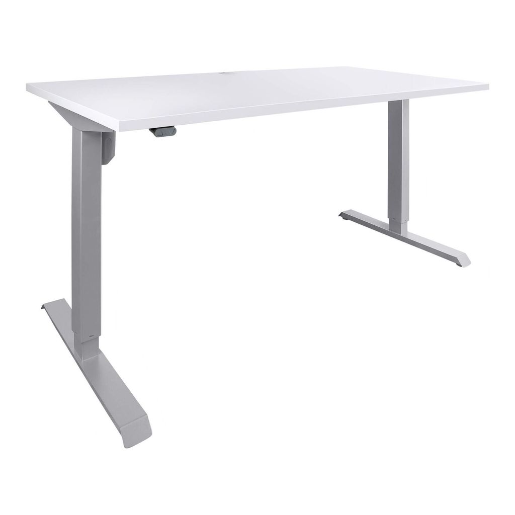 STIER Elektrisch höhenverstellbarer Schreibtisch 501-33, Tischgestell mit Tischplatte 180x80 cm, Weiß mel., Ergonomischer Steh-Sitz-Tisch stufenl...