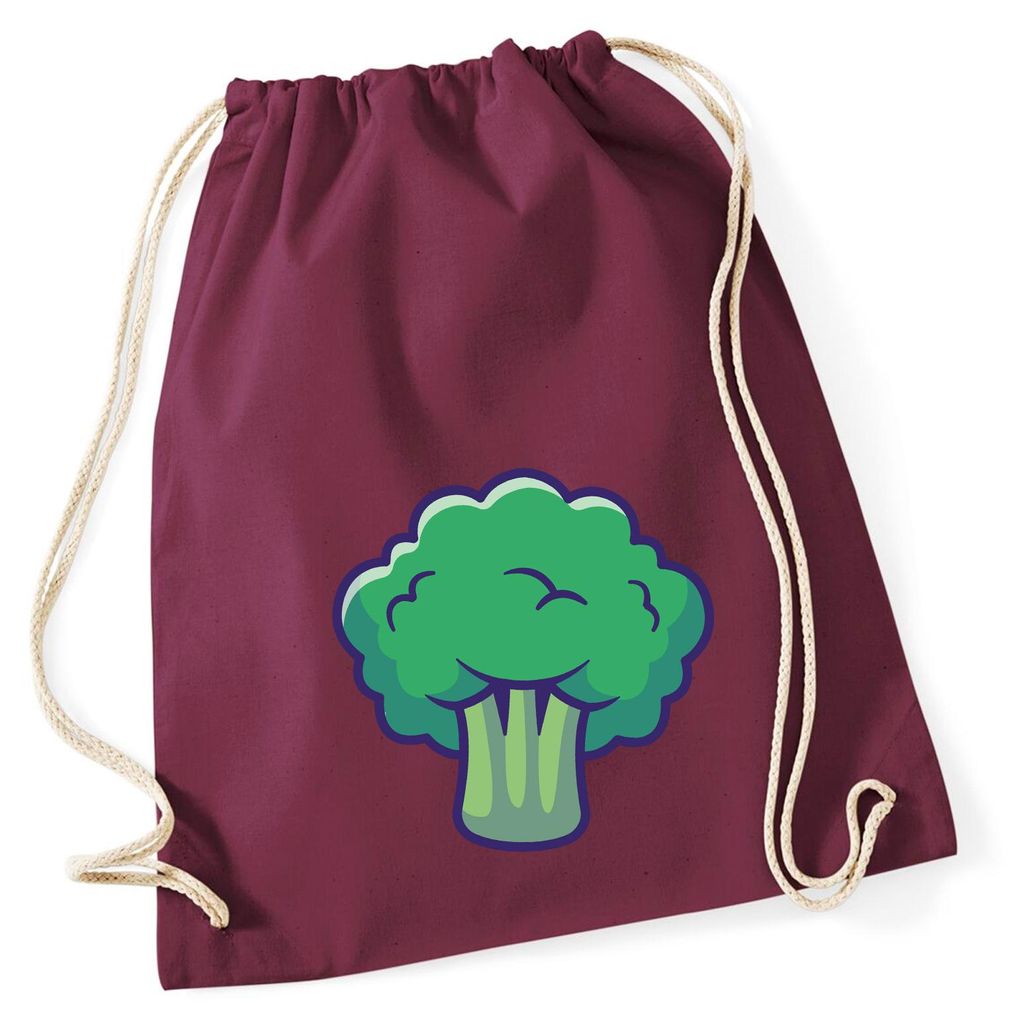 Huuraa Turnbeutel Brokkoli Comic 12 Liter Burgundy Baumwolle Rucksack Geschenkidee