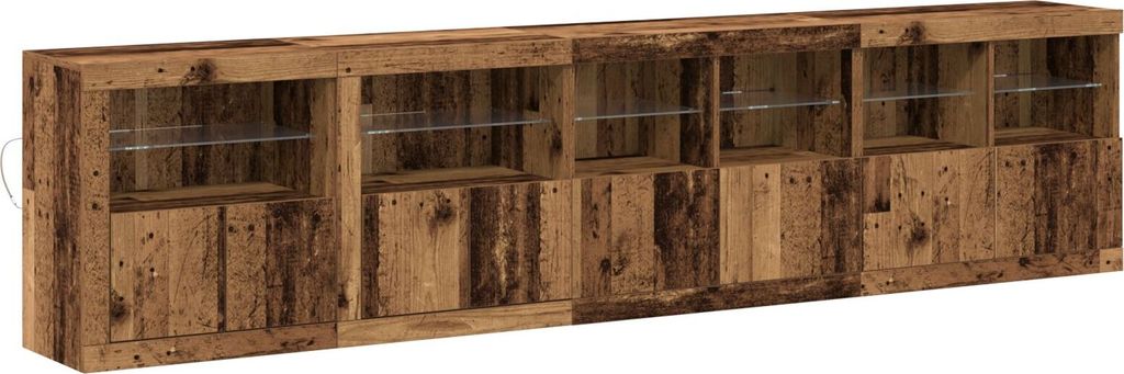 Möbel Sideboard mit LED-Lichtern Altholz 283x37x67 cm, Hergestellt aus Holz - Kommoden 3333113