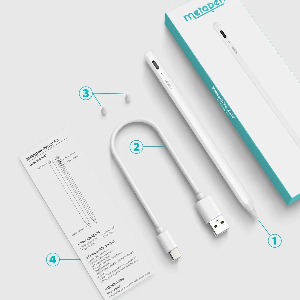 Metapen A8 Pencil Stilo iPad Bianca | Disegno e Note con Palm Rejection - 8