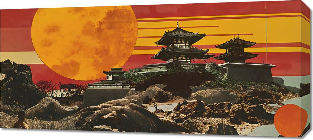 Bild 90x40cm Landschaften der roten Sonne