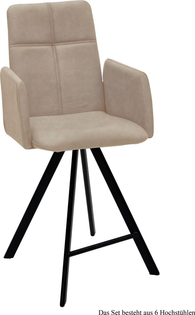 Thekenstuhl drehbar (6er-Set) Despina 52x109x60 Schwarz/Natur