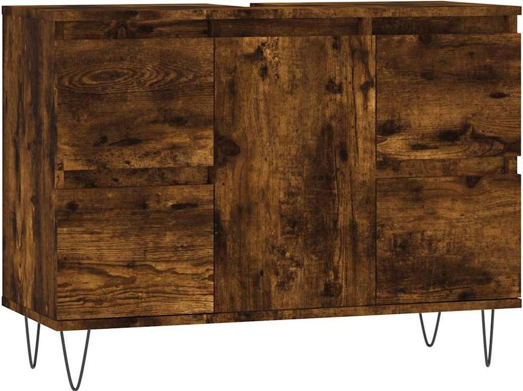 vidaXL Badschrank Räuchereiche 80x33x60 cm Holzwerkstoff