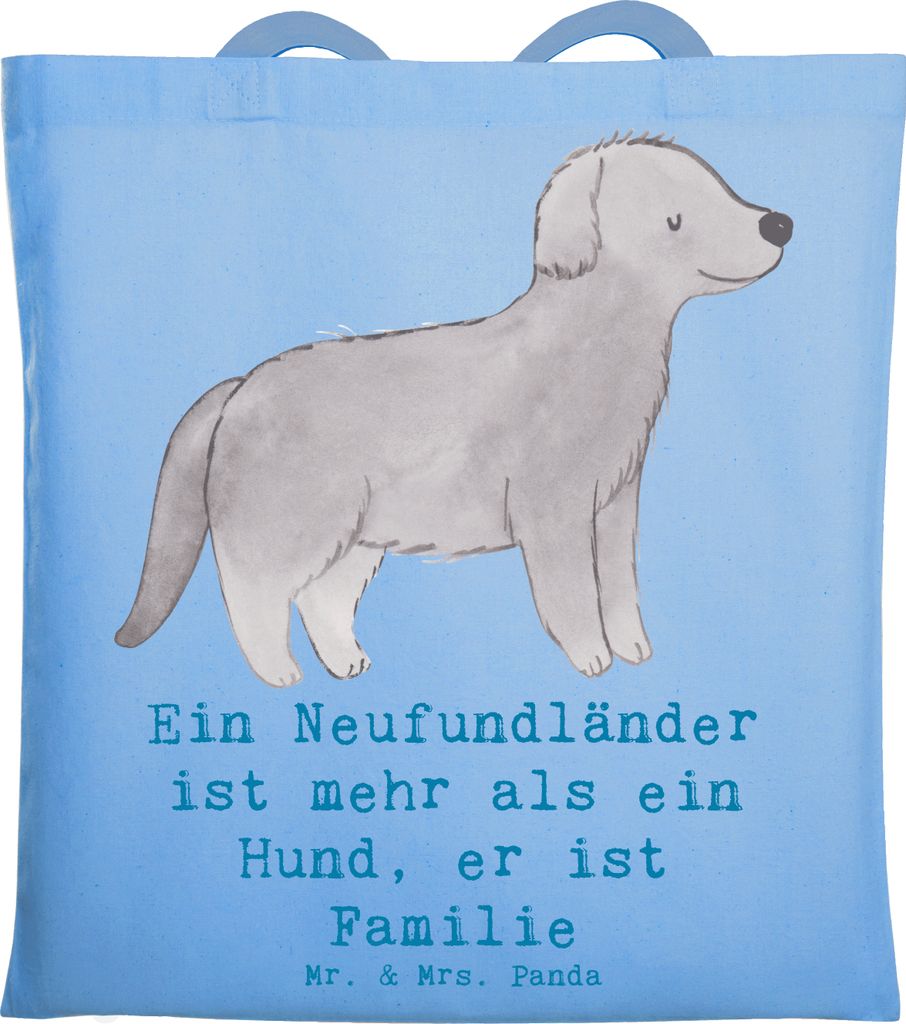 Mr. & Mrs. Panda Shopping Tasche Neufundländer Familie - Sky Blue - Geschenk, Hunderasse, Jutebeutel, sanfter Riese, Tote Bag, Liebe zum Hund, Sch...