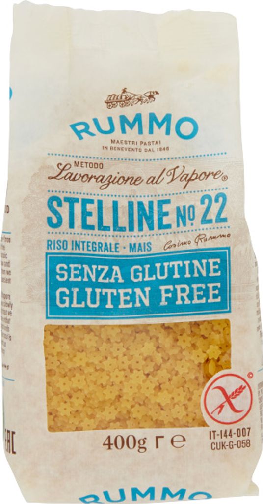 A bag of Rummo Stelline No. 22 gluten-free pasta.