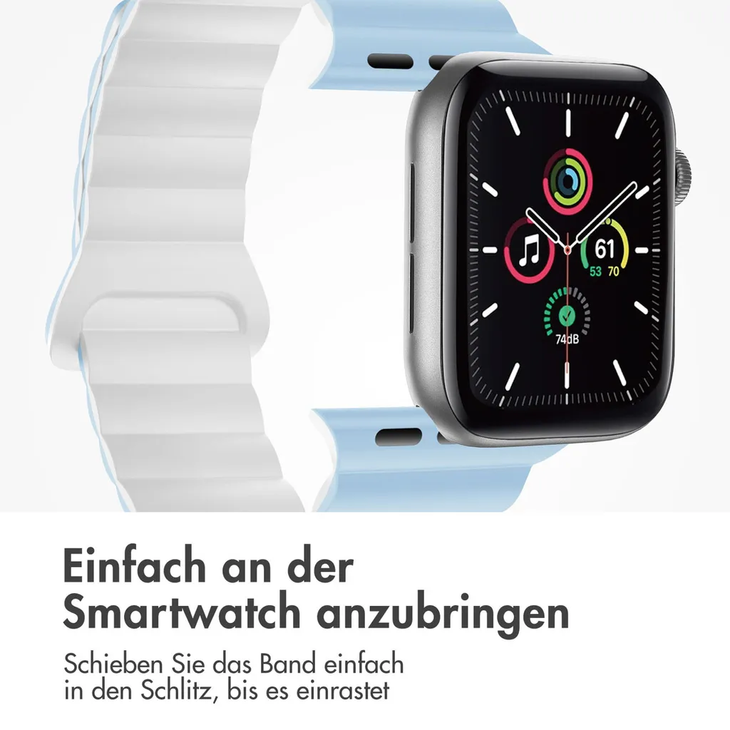 Watch Ultra - 49 mm, Watch Ultra 2 - 49 mm, Watch SE - 44 mm, Watch SE 2023 - 44 mm, Watch SE 2022 - 44 mm, Watch 9 - 45 mm, Watch 8 - 45 mm, Watch 7 - 45 mm, Watch 6 - 44 mm, Watch 5 - 44 mm, Watch 5 - 44 mm, Watch 4 - 44 mm, Watch 44 mm, Watch 42 mm, Watch 3 - 42 mm, Watch 2 - 42 mm, Watch 1 - 42 mm, Watch 1 - 42 mm, Watch 10 - 46 mm Cinturino: imoshion Magnetisches Silikonband - 5