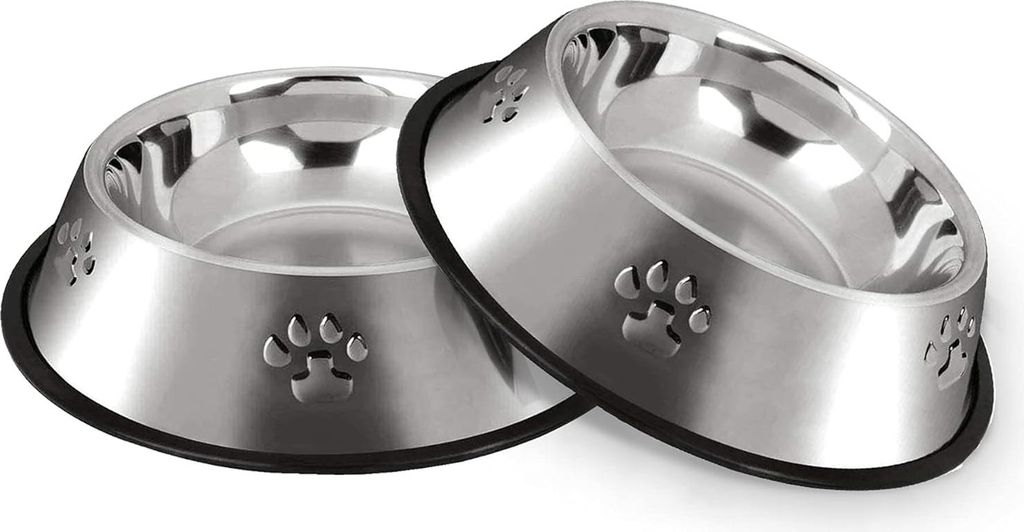 Edelstahl Hundenapf und Trinknapf für große und mittelgroße Hunde - 2 Stück 26 cm, rutschfest