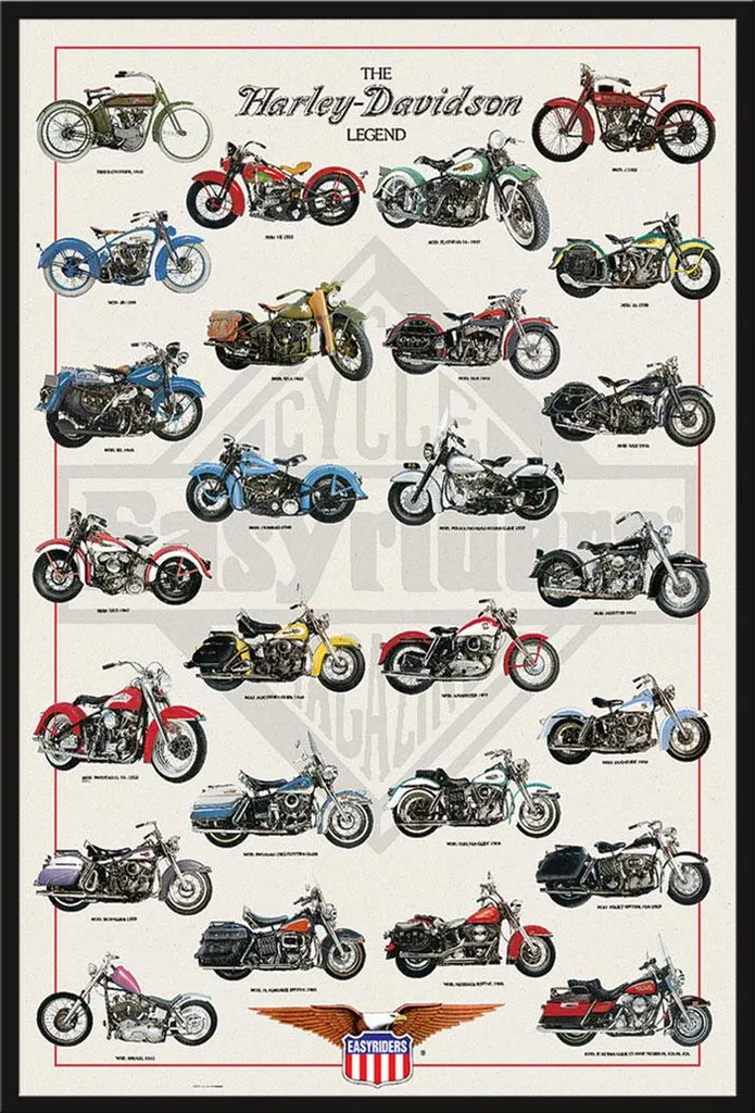 Affiche Harley Davidson Legend avec Cadre Shinsuke® Noir 61x91,5 cm