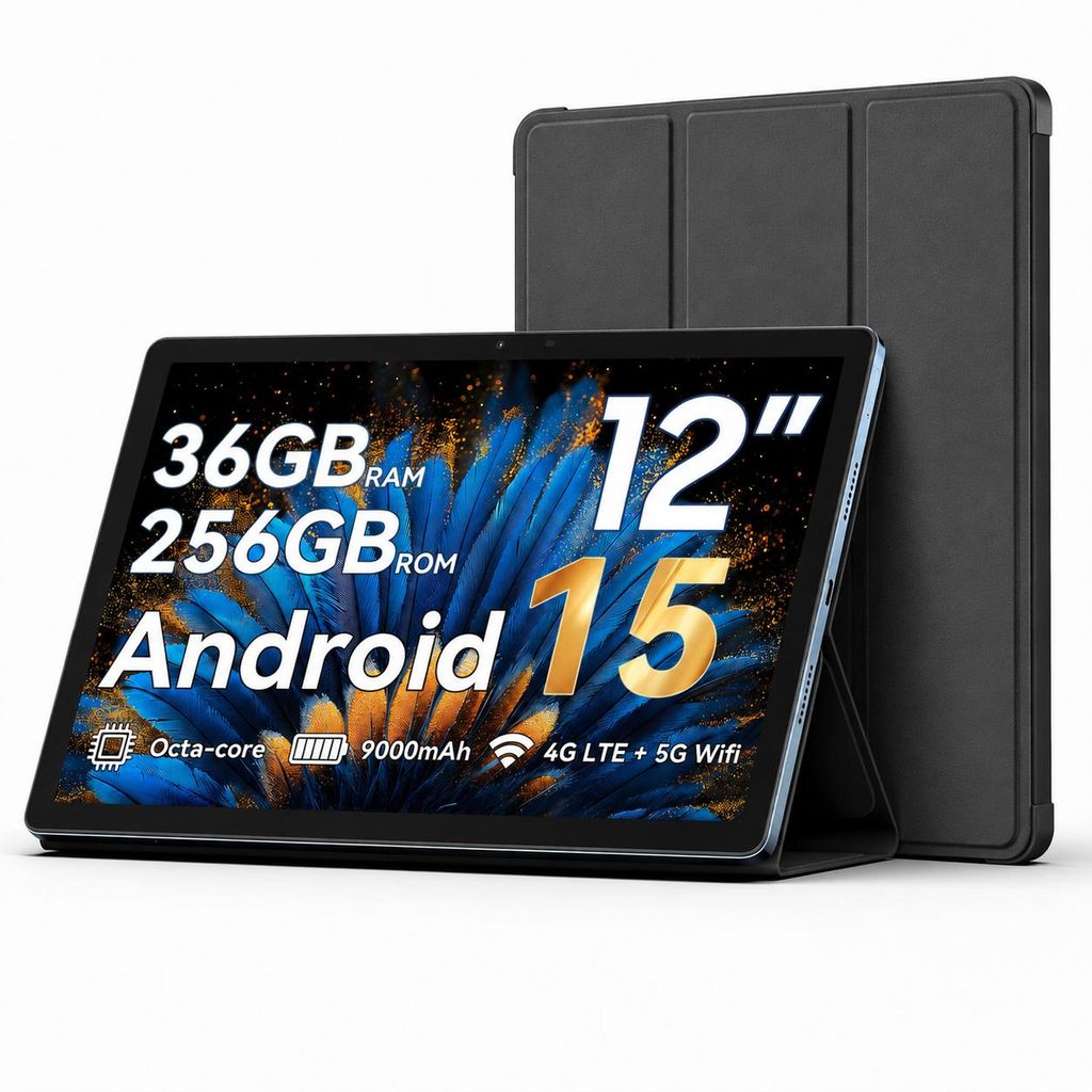 Blackview Mega2 Android 15, 12-inch 2K display, FHD tablet, Productafbeelding  AI-gegenereerde afbeelding