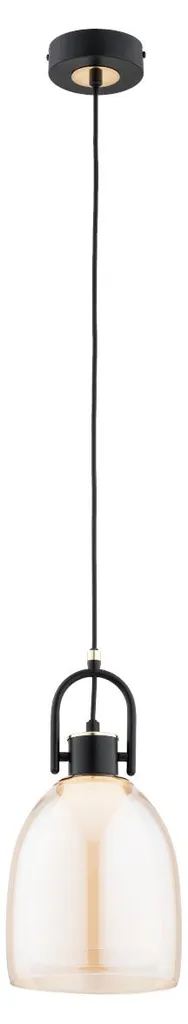 Suspension SODA Alfa métal noir ambre doré E27 95x18cm style chic
