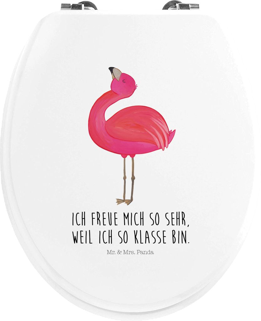 Mr. & Mrs. Panda Klobrille Flamingo Stolz - Weiß - Geschenk, Freundin, Toilettendeckel, klo deckel, Klo-Deckel, Mama, WC Sitz, Freude, Rosa, Brille