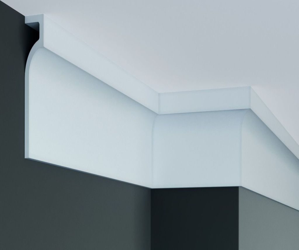 PROVISTON | Deckenleiste | 130 x 31.6 x 2000 mm | Polyurethan | Weiß | Hochwertig | Stuckleiste | Modern | Robust | Langlebig | Stoßfest | 20 Meter