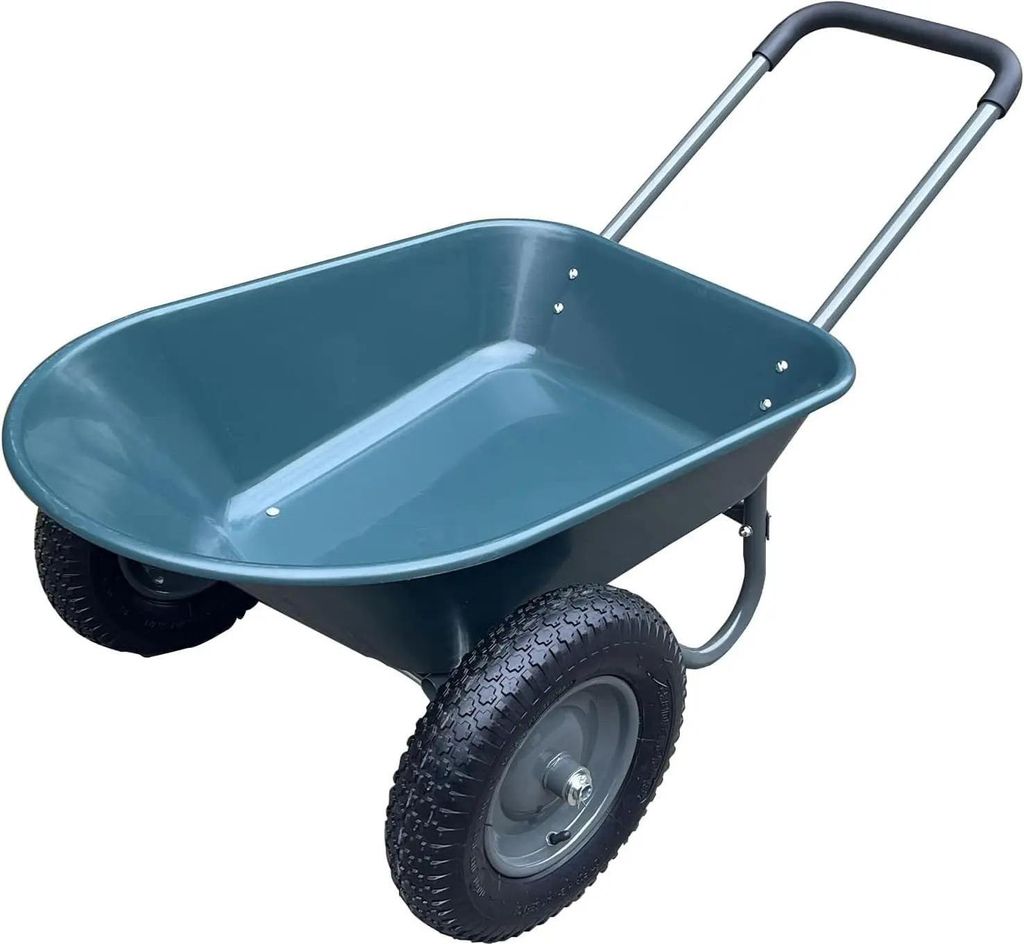 Gartenkarren - Kippwagen - 2 Räder - Schwer belastbar - Poly Muldenkipper - 544 kg Tragkraft - Anhängbare Transportkarre - Integrierter Ständer ...