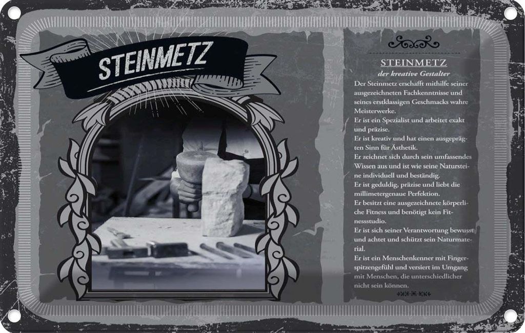 vianmo Blechschild 20x30 cm Steinmetz Beruf Arbeit